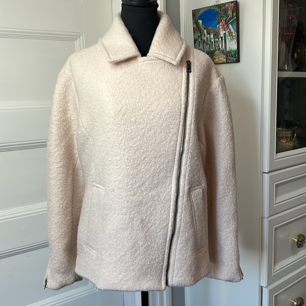 Banana Republic Light Pink Wool-Blend Asymmetric Zip Jacket
